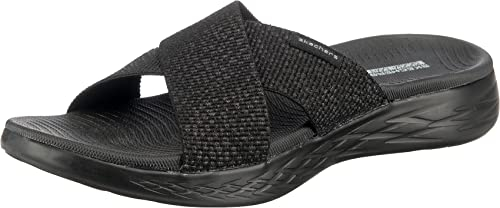 Skechers Femme on-The-go 600 Glistening Sandales Bout Ouvert, Noir (Black Textile BBK), 37 EU