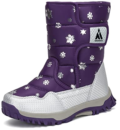 Mishansha Bambina Stivali da Neve Inverno Stivaletti Caldi Foderati in Pelliccia Stivali,Viola,33