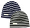 LACOFIA Baby Jungen Beanie Mütze Kinder Weiche Baumwolle Strickmützen Kleinkind Gestreift Hut 2 Stücke Dunkelgraue und Marine Streifen S/0-6 Monate