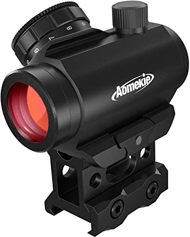 AOMEKIE Airsoft Red Dot Visier für 22mm/20mm Schiene Leuchtpunktvisier Rotpunktvisier mit Grundhalterung und Schutz 11 Helligkeitseinstellungen