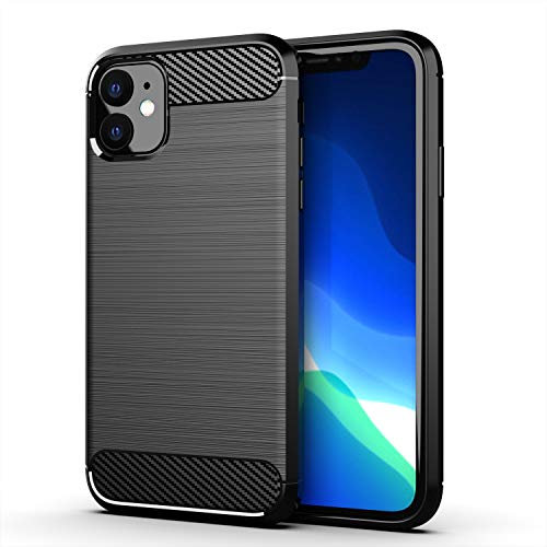 TeKKno® Compatible with iPhone 11 Pro (5.8), Flexible Tough Shockproof Carbon Fibre [Slim Fit] Protective Shell Back Case Cover + LCD Screen Protector Guard for Apple iPhone 11 Pro (Black)