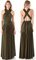 Infinity Kleid inklusive Bandeau Top Brautjungfernkleid Gr. 34-42 viele Farben Wickelkleid lang, 70 Verschiedene Wickelarten Brautkleid, Abendkleid Kleid lang Maxikleid (Olivgrün, 1 (34-42))