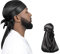 ForceWave 2 Stück seidige Durag-Packung für Männer und Frauen, Wellen, Premium-Satin, Deluxe-Du-Rag, Schwarz Schwarz, Einheitsgröße