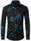 PARKLEES Mens Hipster Gold Rose Printed Slim Fit Long Sleeve Dress Shirts/Prom Performing Shirts PZ56 Black Royal M
