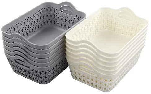 Bblina Mini Plastic Basket Tray, Desktop Storage Basket Set of 12