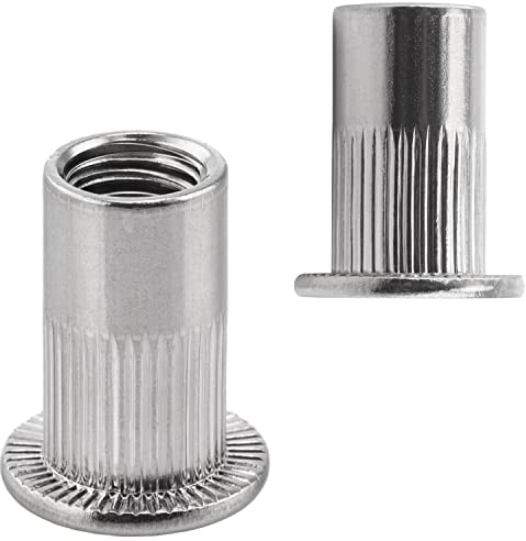 FASTON® Flachkopf Einnietmuttern Rundschaft M10x17 mm Edelstahl A2 V2A (20 Stück) Blindnietmutter Blindmuttern Rund Gewinde Offen Gerändelt Nietmuttern Gewindenieten