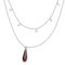 Kerbholz Drop Double Necklace – Filigrane Doppel-Halskette, Walnut Silber, Tropfenförmiges Holzelement, Verstellbar, 27mm