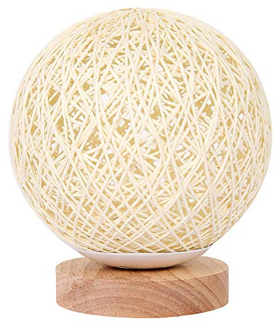harupink Lampe de chevet en rotin, Lampe d'ambiance chambre, Veilleuse LED rechargeable USB, Lampe de table LED avec abat-jour en rotin pour décoration de chambre (Beige)