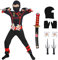 skyllc Ninja Kostüm Kinder, Jungen Ninja Cosplay Set mit Handschuhen Darts Bajonett - für Rollenspiel Halloween Weihnachten Party Karneval,Größe L