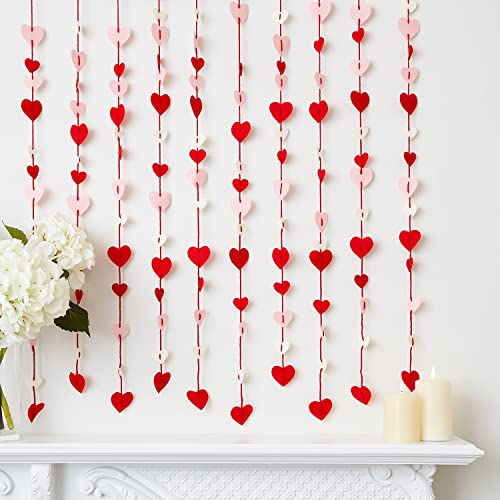 Lights4fun Deko Vorhang mit Filz Herzen Muttertags Deko Innenbereich Herz Deko 95cm Muttertagsgeschenk