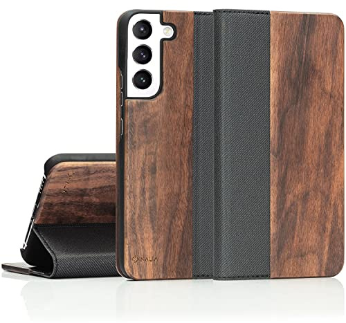 NALIA Echt-Holz Flipcase für Samsung Galaxy S22 Plus Hülle, 360 Grad