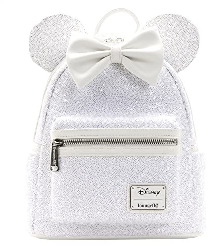 Loungefly Disney Minnie Mouse Sequin Wedding Womens Double Strap Shoulder Bag Purse, Multi, One Size, Disney Minnie Sequin Wedding Mini Backpack
