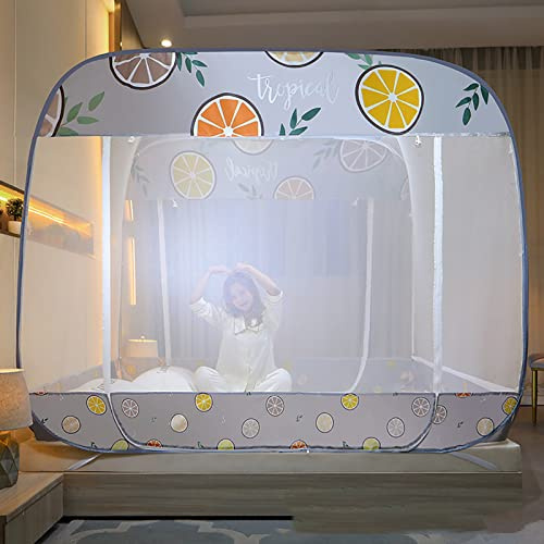 Pop Up Moskitonetz Für Doppelbett, Quadratisch Ultragroßes Tragbares Zelt Reise Doppeltür Reißverschluss Betthimmel Netz Für Schlafzimmer, Outdoor-Camping,H,180x200cm