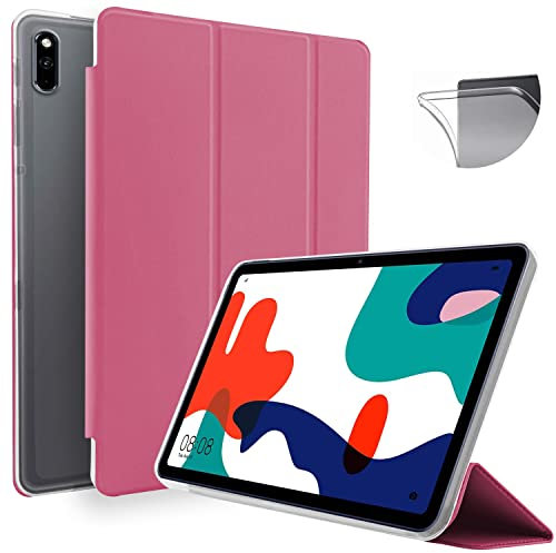 N NEWTOP Cover Compatibile per HUAWEI MATEPAD 10.4'' 2020, Custodia Flip Smart Libro TPU BACK FRONT Ultra Sottile Leggera Stand Supporto Funzione Wake/Sleep Simil Pelle (Fucsia)