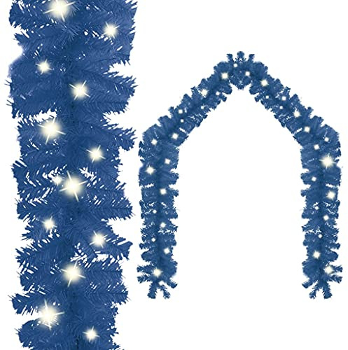 vidaXL Christmas Garland with LED Lights - 10m Length, Blue, 150 pcs LEDs - Festive Decoration with Low Power Consumption and USB Connection