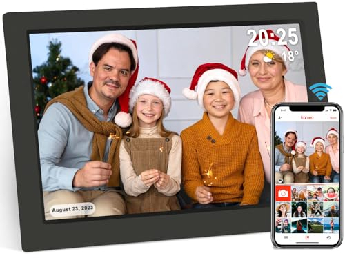 [Die Letzte Ausgabe] 10,1 Zoll WiFi Digitaler Bilderrahmen mit 16GB Karte, Elektronischer Bilderrahmen mit IPS Touch Screen, Auto-Rotate, Instant Photo und Video Sharing via Frameo App(Schwarz)