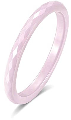Ayoiow Bandring Keramik Damen, Hochzeit Ringe Dünner, Facettierter Pinky-Ring mit Bändern
