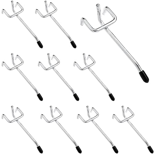 TiciKim 20 Piezas Ganchos para Tableros Ggujeros de Metal, Ganchos para Tablero de Clavijas Ganchos para Panel Pared Perforada de Bricolaje para Estante de Exhibición Minorista 10cm