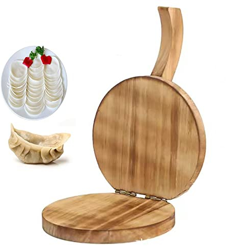 Tortilla Presse Aus Holz Knödel Taco Presse für die Herstellung Von Roti Maismehl Presse Restaurant Hause Küche Backformen Gadget Manuelle Teigpresse Rund,Brown,12cm