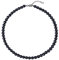 Aleasha perlenkette herren schwarz perle kette Glasperlen 6mm 50cm damen silber Edelstahl Schmuck