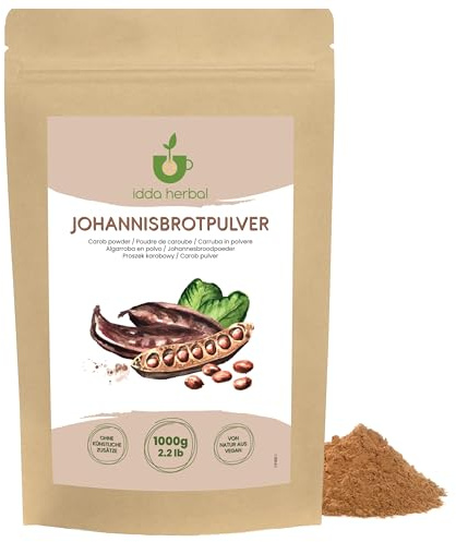 IDDA Herbal Poudre de Caroube 1kg, Gousses de Caroube Moulues, Edulcorant Naturel pour Desserts