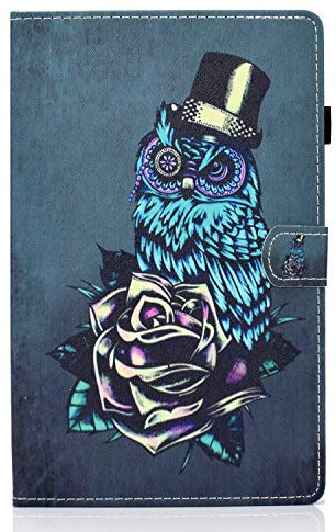 LSPCASA Coque Compatible pour Lenovo Tab M10 Plus 3rd Gen 10.61 Pouces PU Matérielle Tablette Housse Fonction Support TPU Housse-Owl