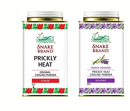 SNAKE BRAND Prickly - Polvere per il corpo rinfrescante, 140 g, confezione da 2 pezzi, lavanda classica e rilassante (1 di ciascuno)