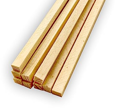 PINI Lot de 100 bâtonnets carrés en bois - 400 x 5 x 5 mm - Pour travaux manuels et la maison