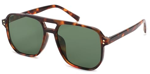 FEISEDY Retro Square Sonnenbrille Damen Herren 70er Jahre Vintage Trendy Brille Klassisch mit Double Brücke UV400 Schutz B2835