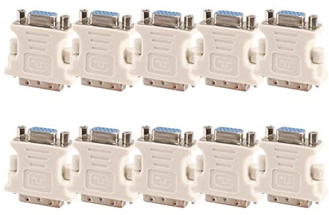 Tweovnai 10X Adaptateur DVI Male (DVI-D 24+1) vers VGA Femelle (15 Broches)