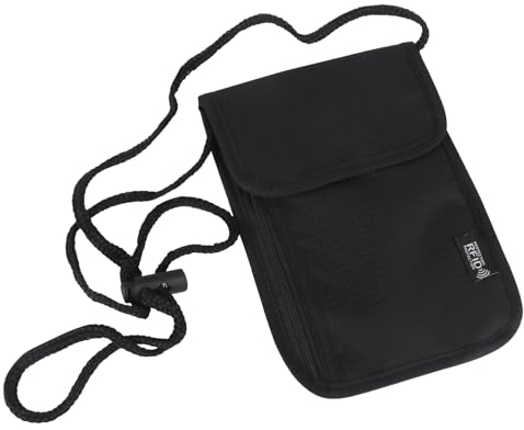 Hojalis Pochette Tour de Cou Voyage,Portefeuille de Cou Imperméable,Sac de Passeport pour Femme Homme,Sac de Cou pour Documents avec Blocage RFID,pour Argent Billet Cartes Clés Éléphone (Noir)