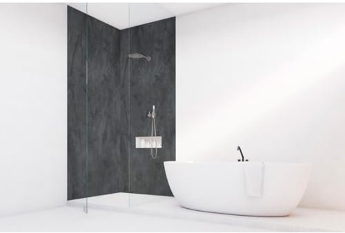 Panneau mural VIPANEL Rénovation rapide pour salle de bain, béton noir mat 100 x 255 cm, ep. 3 mm