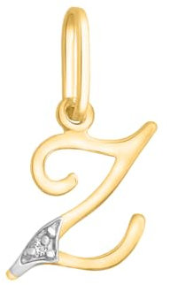 Rodium - Goldene Anhänger, Buchstabe Z mit Zirkonen, 14 Karat Gold/ 585er Feingehalt, Charms für Halskette oder Ketten Armband, Idealer Goldener Schmuck für Damen, Kettenanhänger für Goldschmuck