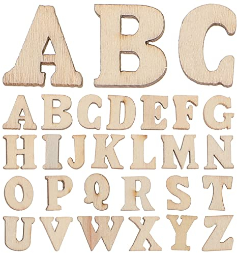 Tofficu 200 Stück Mini-Alphabet-Buchstaben aus Holz, Unlackierte Holzscheiben, 0.6 A-Z-Holzstücke, DIY-Buchstaben-Rechtschreib-Set aus Holz für Handwerk, Kunst, Heimwerker, Heimdekoration