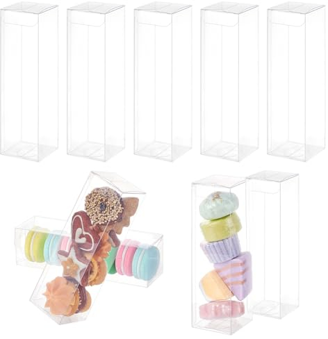 BENECREAT 20 Stück 5x5x18 cm Transparente Geschenkboxen, PVC Rechteckige Hochzeitsbevorzugungsboxen Für Schmuck Speicher Display, Hochzeit, Valentinstag