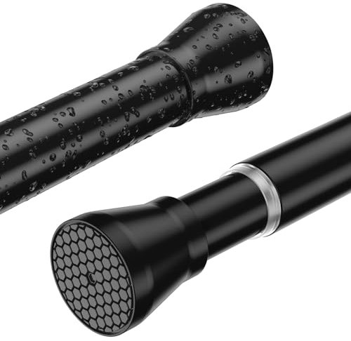 Shower Curtain Rail Extendable Curtain Poles 75-160cm Black Tension Rods for Curtains Extendable Shower Curtain Rod Telescopic Curtain Pole Spring Rod No Drill for Windows,Bathroom,Closet