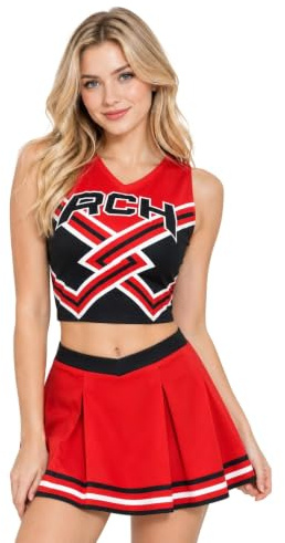 AYYOHON Cheerleader-Kostüm für Damen, bauchfreies Oberteil, Rock-Set, Kleeblatt, Cheerleading-Kostüm, Halloween, Cosplay, Outfits, Uniform, XS