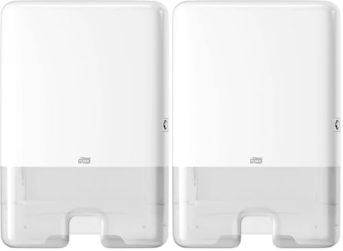Tork Xpress Multifold Hand Towel Dispenser 552000 - H2 Paper Towel Dispenser, Single Dispensing, Slim Design, White (Pack of 2)