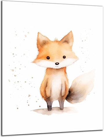 Munera Design - Bild 56x84 - süße Tiere Wasserfarben Fuchs - Wand-Bilder Kinder-Zimmer
