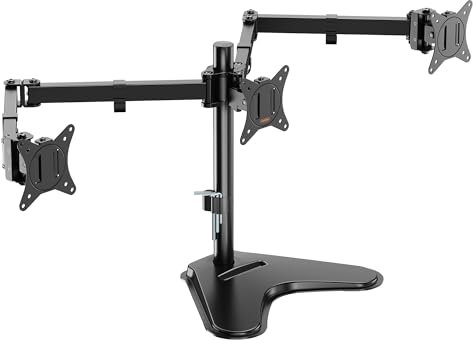 VonHaus Triple Monitor Stand for 17-27 Screens, Three Screen Monitor Desk Mount, Height Adjustable, Easy Assemble Stand with Full Tilt, Rotation & Swivel Arms, VESA: 75x75 & 100x100mm