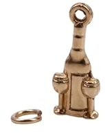 Wine Goblet and Bottle Charm Made From Solid Yellow Gold