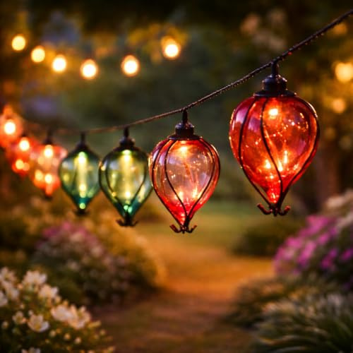 Festive Lights 2,7 m solarbetriebene mehrfarbige Ballon-Lichterkette, 10 LEDs, für Innen- und Außenbereich, IP44, dekorative Lichterkette