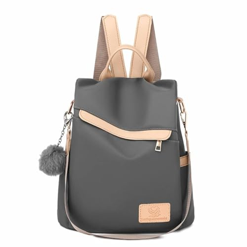 FULUJIDI Rucksäcke Daypacks Damen Rucksack Geldbörse Nylon Anti-Diebstahl-Rucksack Leichte Schulter Tasche Cabrio Damen Mode Casual Gray