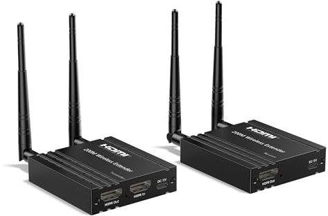Wireless HDMI Transmitter and Receiver, 200M Wireless HDMI Extender with Long Range and Loop Out, Support 2.4/5GHz for Streaming Video/Audio from Laptop, PC, TV Box to HDTV/Projector