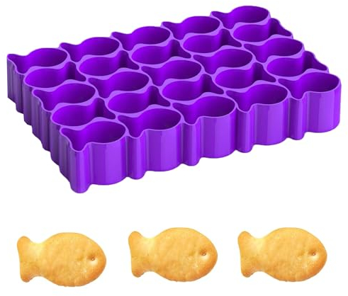ZLMC Gold Fish Cracker Cutter 25 Cavity Fish Cookie Cutter Gold Fish Cutter for Crackers Plastic Tiny Treats Baking Mold For Fish Shaped Foods (purple)