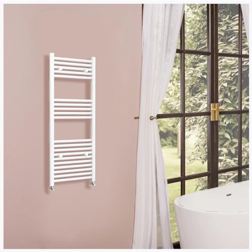 OCEAN ITALY Scaldasalviette Termoarredo Bagno 1200x450mm Radiatore a Parete in Acciaio al Carbonio Riscaldamento ad Acqua Calda Bianco