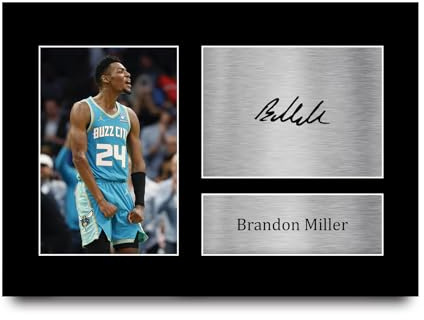 HWC Trading A4 Brandon Miller Charlotte Hornets Basketball Geschenke Gedrucktes Signiertes Autogramm Foto für Fans von Basketball Memorabilien - A4