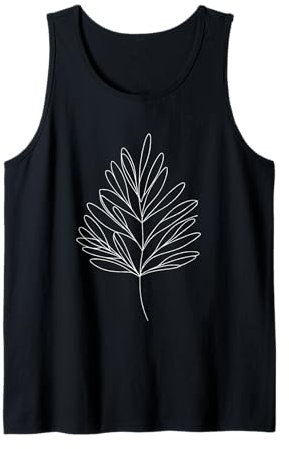 One Line Art Drawing Yew Leaf Tank Top