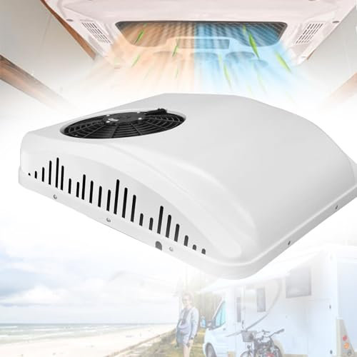 Aire Acondicionado para RV, Unidad de Aire Acondicionado Universal para Techo de 12V/24V/48V CC, Unidad de Aire Acondicionado para Caravana silenciosa de 12 voltios,12V