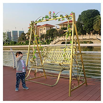 RajoNN Patio Swing Porch Glider Hammock Hang Bench Chair, Outdoor Swing Chairs for Adults, Gold Princess Swing Bed Garden Swing Outdoor Swing Chair Bench